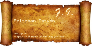 Fritzman István névjegykártya